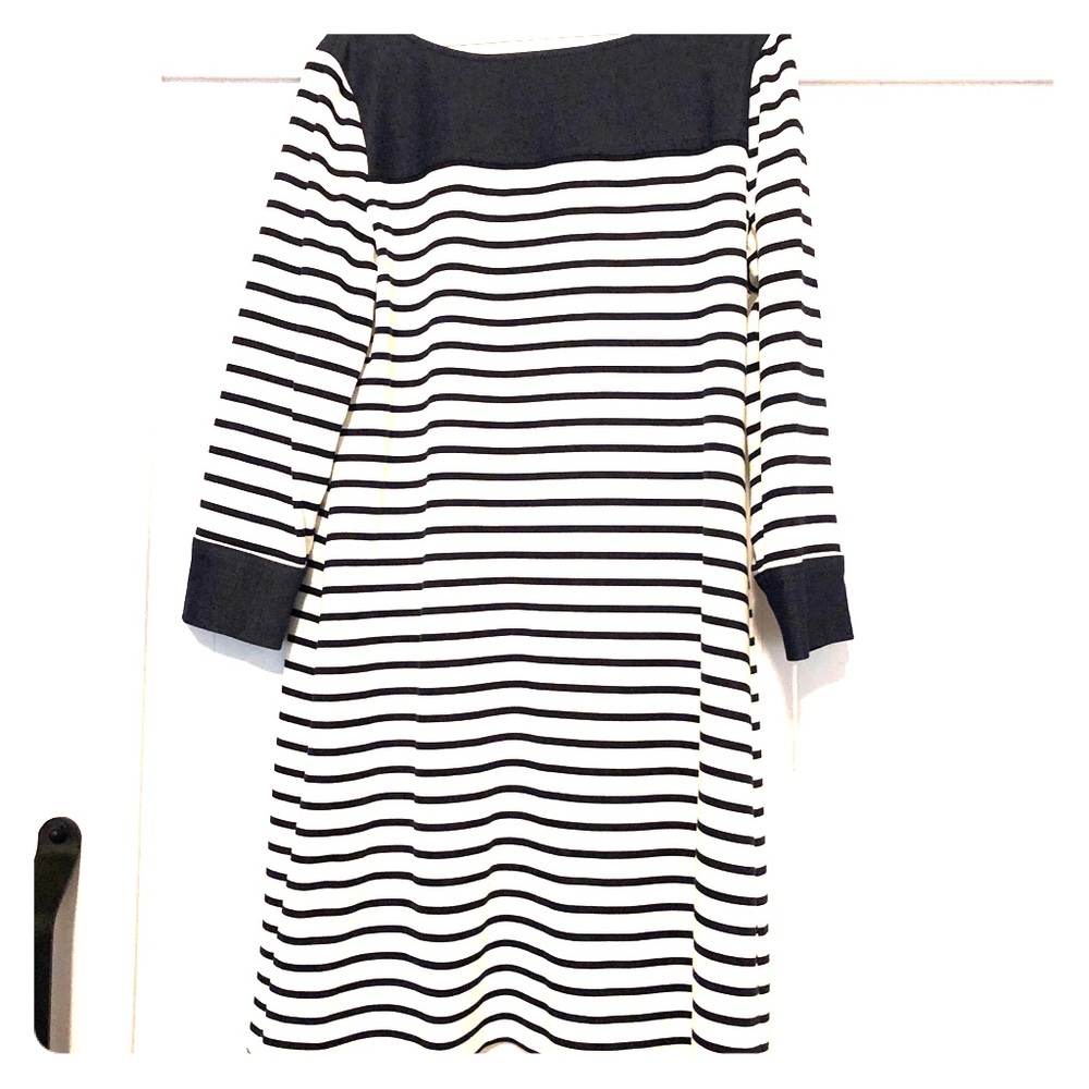 Stretch denim and cotton shift dress